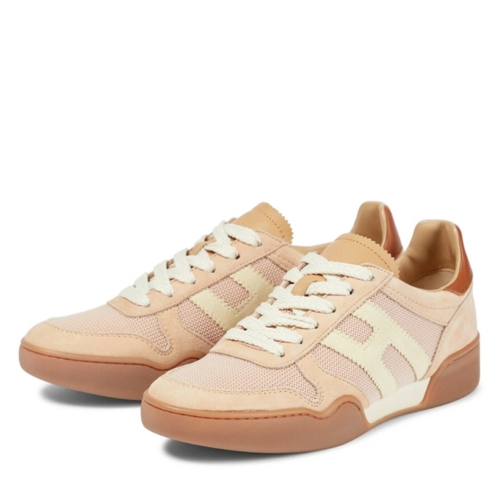Stylish Pink and Tan Sneakers